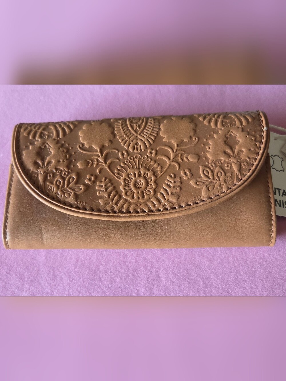 The Sak Embossed Floral Wallet in Tan